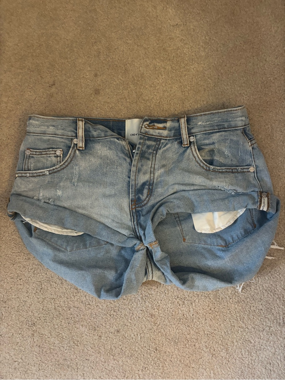 One Teaspoon Light Wash Denim Jean Shorts